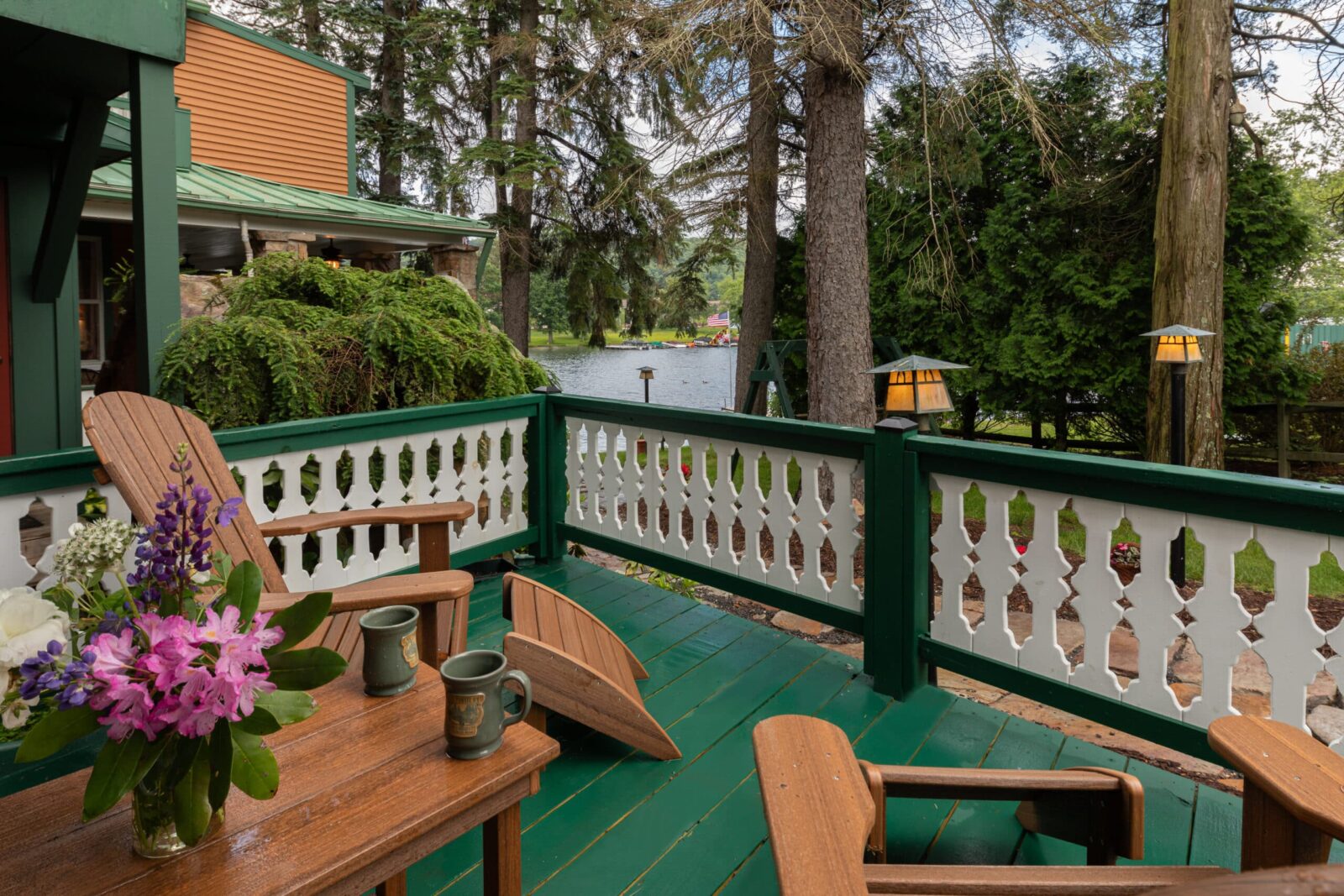 Relax on a private deck in the Innkeepers Suite with a view of the lake.